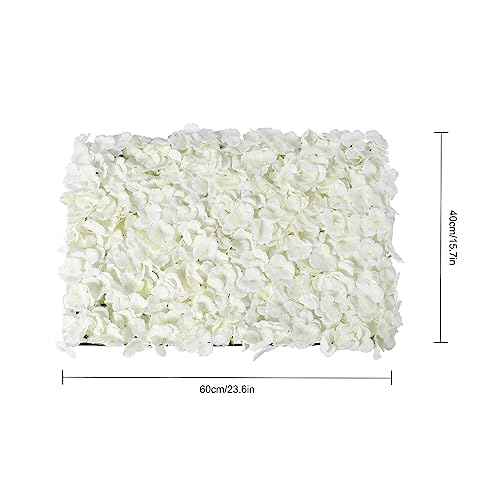 Flower Wall Panel, 20Pcs 24''x16'' White Artificial Hydrangea Flower Wall Mat Flower Wall Backdrop Artificial Silk Flowers Panel for Wedding Party Decoration - color: 20pcs White Hydrangea
