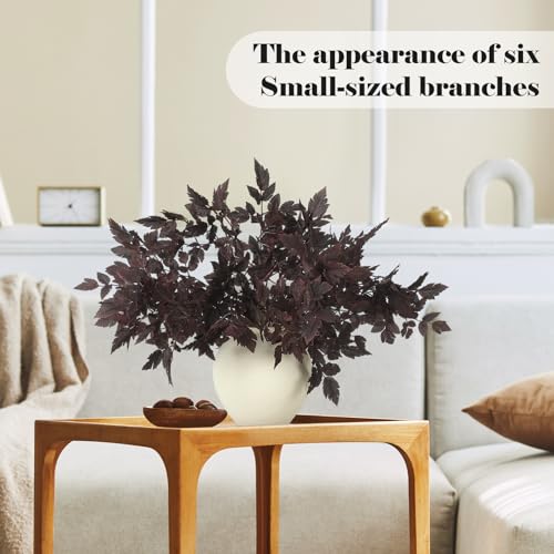 Lyrow 3 Pack 18 Inches Artificial Cimicifuga Plant Leaf Spray Faux Plum Cimicifuga Ramosa Leaf Branch Faux Fall Spray Silk Plants for Home Vase Wedding Garden Farmhouse Table Mantel Decor - size: 18 Inches