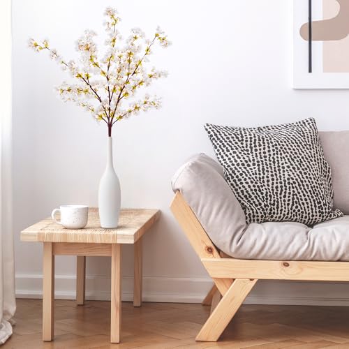 SITUMEIZI Artificial Cherry Blossom Branches Silk 39 Inch Faux Cherry Flowers Peach Tall Stems for Home Wedding Bedroom Table Japanese Real Touch Vase Decoration(3Pcs,Ivory White) - color: 3pcs-premium Ivory White, size: 39 Inches