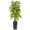 Artificial Dracaena Tree 5FT, Fake Plants with Black Tall Planter - Fake Tree Tall Faux Plants Indoor Floor Plant with Moss - Artificial Plants Indoor for Office Living Room Home Decor