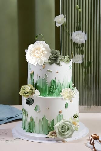 rongflower Forest Green Artificial Flowers Combo Box Set Silk Flowers Fake Rose for DIY Floral Arrangements Wedding Bouquets Centerpieces Baby Shower Party Home Decorations - color: Forest Green