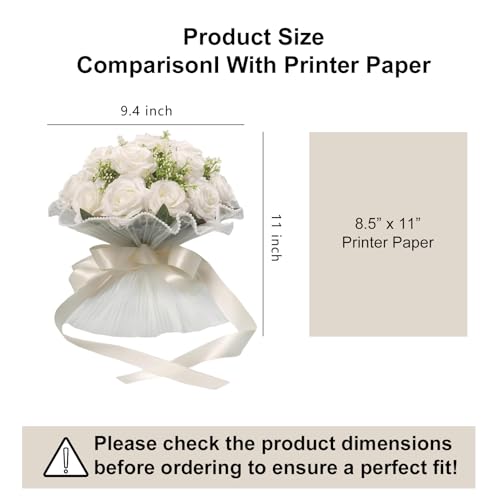 LEIFENY Wedding Bouquets for Bride, Ivory White Bridal Bridesmaid Wedding Flowers, Artificial Toss Rose with Silk Ribbon for Civil Ceremony