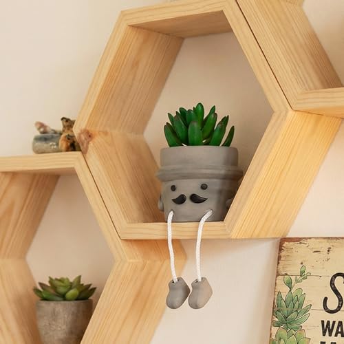 Cute Artificial Succulent Plant in Cement Pot with Hanging Legs, Mini Faux Succulent Decor for Kitchen Shelves, Bathroom Wall Shelf - Fake Small Plant for Home & Office Desktop, Shelf Accents - color: 1pcs-beard