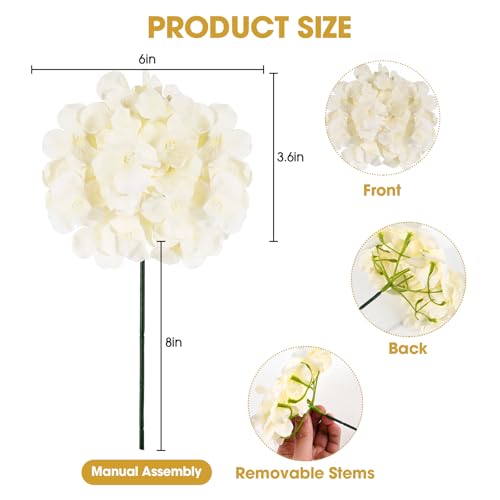 108PCS Hydrangea Artificial Flowers Silk Fake Flowers with Stems for Mother's Day, Home Wedding Decor, Party Table Centerpieces DIY Project and Bouquet Floral Garlands Decoration (Champagne) - color: Champagne