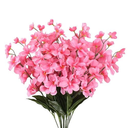26.7'' Artificial Orchid Stems, 12Pcs Pink Silk Turquoise Orchids Flowers for Wedding Bridal Bouquet Boutonniere Wreath Table Centerpiece Outdoor Decor - color: Pink
