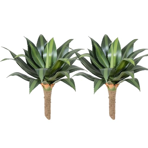 24.8 inch Artificial Agave Outdoor Set Spiky Edged Agave Artificial Plants Suitable for Indoor Home Decor Realistic and UV-Resistant Artificial Succulents Planters Not Included 2 Piece Set - color: Agave Spines, size: 24.8in