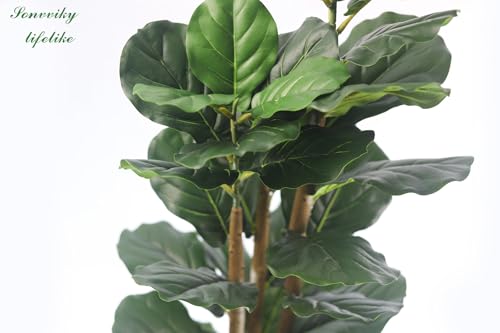 Artificial Fiddle Leaf Fig Tree 5ft - Fig Tree Artificial,Faux Fiddle Leaf Fig Tree with Realistic Resin Trunk & Stable Planter, Artificial Fig Tree Plant for Home Office Decor, Artificial Ficus Tree