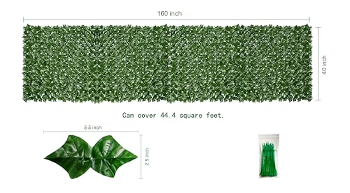 Artificial Ivy Privacy Fence Screen，PAISTAO Fake Grass Wall Panels，40"x 160" Faux Greenery Backdrop for Patio Decorations Outdoor, Balcony, Garden, Backyard Indoor Green Wall Decor - size: 1 Ivy Vines-40"x 160"