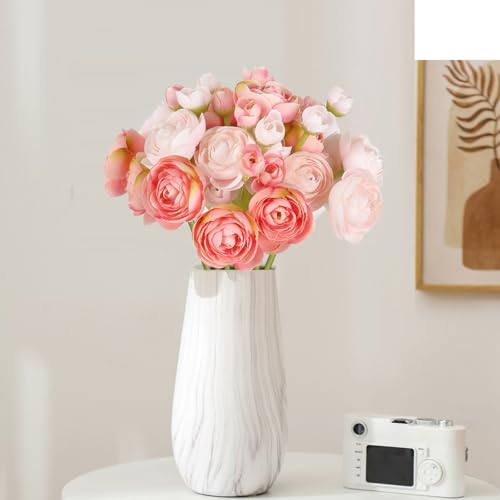 IPOPU Artificial Ranunculus Pink Silk Flowers with Stems 12PCS Mini Fake Flowers for DIY Wedding Bouquet Bridal Shower Decorations Floral Filler Flowers Centerpieces (Shade of Pink) - color: Shade of Pink