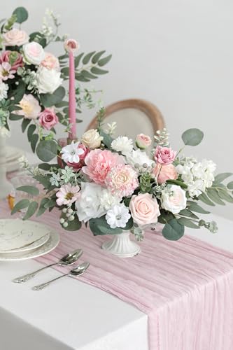 YYHUAWU Artificial Flowers Combo Set Fake Flower Leaf Box with Stems for DIY Wedding Bouquets Centerpieces Arrangements Baby Shower Party Home Decorations - color: Light Pink