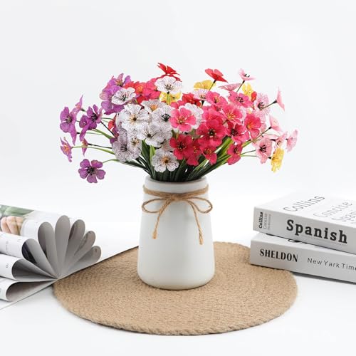 6Bundles Artificial Flowers for Indoor,No Fade Fake Plastic Flowers Faux Plants for Decoration Hanging Planters Garden Porch Window Box Home Wedding Farmhouse (Small Flower)