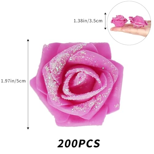 Artificial Roses,200PCS Mixed Pink Foam Flowers 1.97in Artificial Roses with Glitter for Craft DIY Wedding Party Home Decoration(Mixed Pink Colors with Glitter) - color: Mixed Pink Colors With Glitter