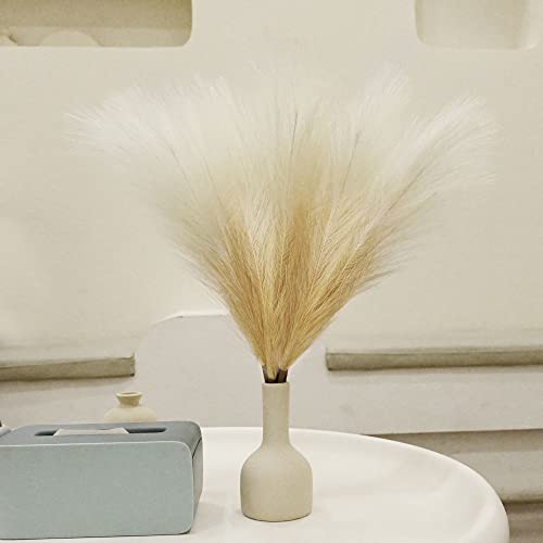 6 PCS Faux Pampas Grass Arrangement - 18"/45cm Artificial Fluffy Pompous Grass Stems for Boho Chic Home and Wedding Decor (Beige Gradient) - color: A3- Beige Gradient