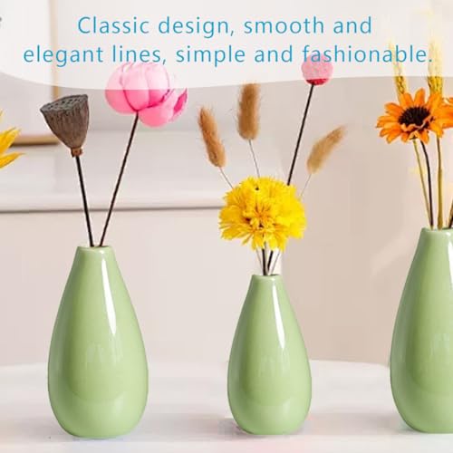 Colorful 4.1inch Ceramic Small Bud Vase Mini Single Stem Flower Vases Decorative Floral Holder for Home Office Table Decor (Green) - color: Green, size: 4.3inch