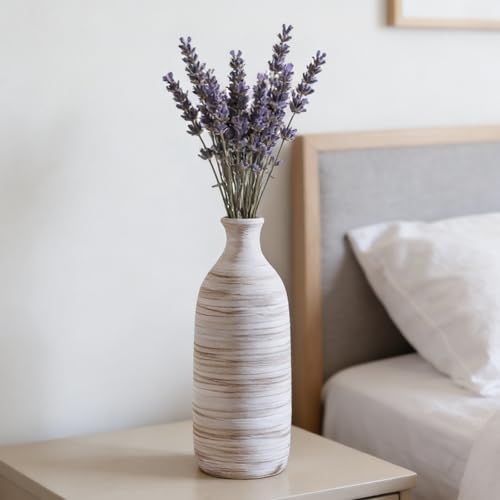 ALMA White Ceramic Vase 10 inch Tall, Narrow Boho Vases for Eucalyptus Leaf Branch, Small Pampas Grass Vase for Minimalist Home Decor, Coastal, Modern Bohemian Style Decor - color: Narrow Neck-white-10"