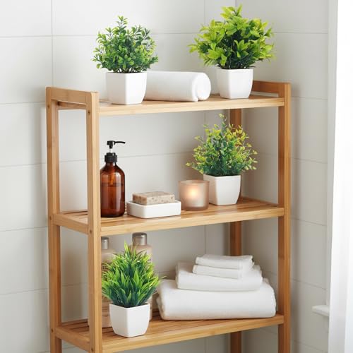 CEWOR Fake Plants 4 Packs Small Artificial Mini Plants Potted Bathroom Accessories Decorations for Desk Office Farmhouse Kitchen Table Decor Indoor - color: White