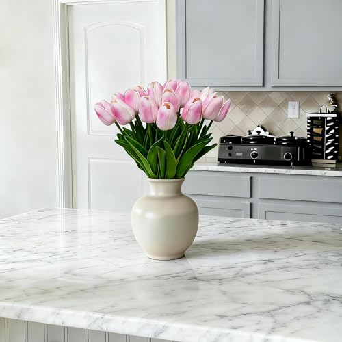 20pcs Pink Tulips Artificial Flowers 13 Inch PU Fake Flowers Fake Tulips for Mother's Day Easter in Home Kitchen Wedding Dining Table Decorations - color: B-Pink