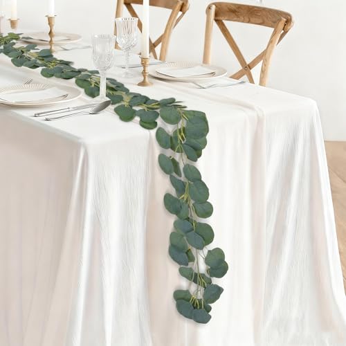 2-Pack Artificial Eucalyptus Leaves Garland, Realistic Artificial Plants, Fake Plants, Hanging Greenery Garlands with Lifelike Leaves, for Wall, Outdoor, Wedding, Party & Home Decor, 6.4 Feet/Pcs