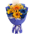 TINGE TIME Preserved Flowers Bouquet, Sunflower and Rose Bouquet, Flowers for Delivery, Graduation Gifts Teacher Appreciation Gifts Birthday Flowers Gifts for Women Mom Grandma Wife Friends - color: Sunflower&RoyalBlue