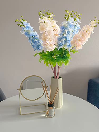 YalzoneMet Light Pink Artificial Delphinium Latex Flower 3 Pcs 31.5 inches Long Stem Fake Larkspur Lifelike Real Touch for Tall Vase Home Table Decor Wedding Arrangement Decoration (X070) - color: Pink