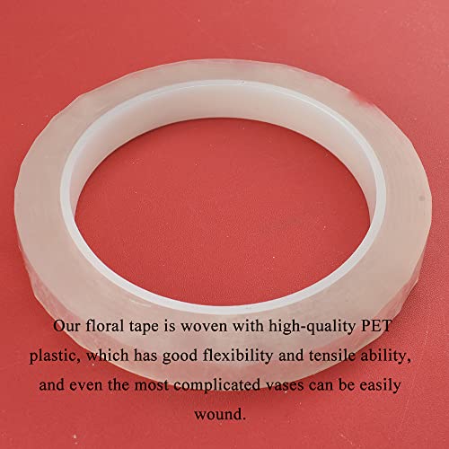 HAHIYO Clear 0.5Inch Wide (217Feet/72Yard Total) 1Rolls Floral Tape Waterproof Florist Tape Flower Wrap Adhesive Waterproof Decorative Tape for Bouquet Stem Wrapping Flower Arranging and Floral Craft - color: Clear, size: Clear-0.5in-1P/72Yard