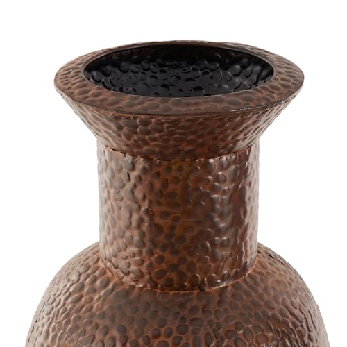 Deco 79 Metal Decorative Vase Indoor Outdoor Tall Floor Bottleneck Centerpiece Vases with Bubble Texture and Studs, Set of 3 Flower Vases for Home Decoration 50", 35", 26"H, Dark Brown - color: Dark Brown, size: 50", 35", 26"H