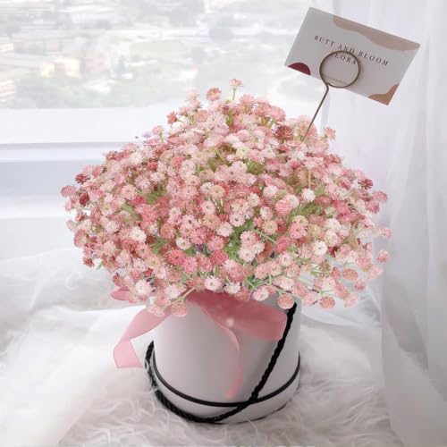 Pink Babys Breath Artificial Pink Flowers Artificial Babys Breath Small Baby Breath Flower Artificial for DIY Floral Arrangements Wedding Bridal Bouquet Indoor Party Home Decor