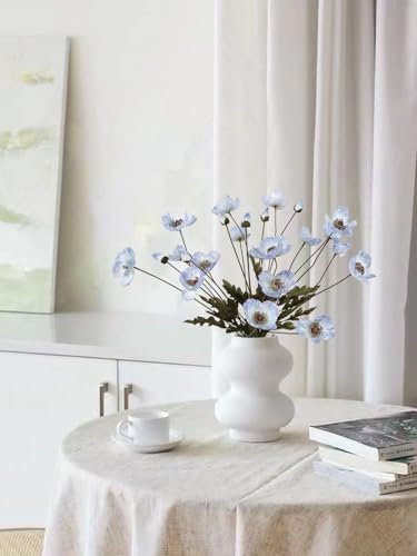 IPOPU Vintage Light Blue Poppies Flowers Artificial 6PCS Silk Poppies Realistic Faux Flowers for Vase Artificial Poppies Blue Fake Flower for Centerpieces Bridal Shower Party Decor (Light Blue) - color: Light Blue