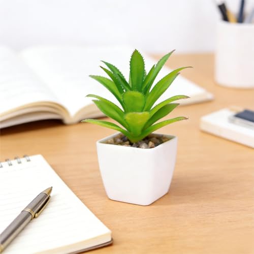 Artificial Succulent Plants in Pot - 1Pcs Bromeliads Realistic Fake Potted Succulents for Home Decor, Desk, Office, Bathroom, Windowsill - Indoor Houseplant for Bedroom, Kitchen, Shelf - color: Bromeliads