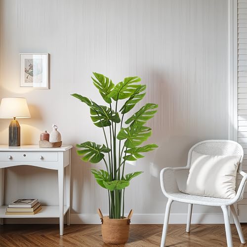Christopher Knight Home Annas 57''H Artificial Tree Indoor, Artificial Monstera Deliciosa Plant with Black Plastic Pot, Tropical Style Faux Tree, Artificial Plant for Home Decor, 1pcs Set, Green - color: Green/57''h
