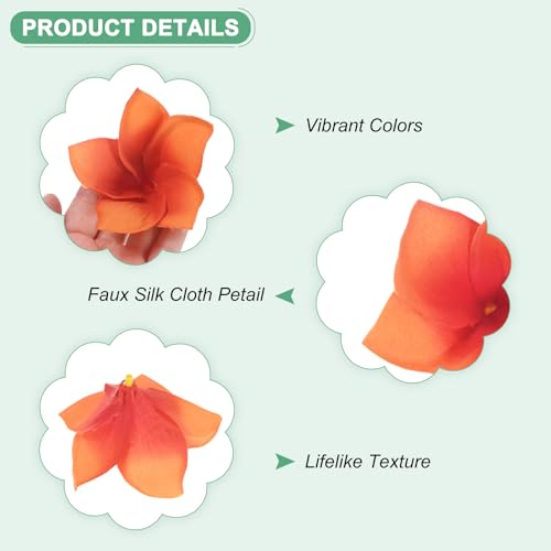 M METERXITY 10-Pack Artificial Plumeria Flowers, Fake Silk Heads Flower Hawaiian Plumeria Petal for DIY Crafts/Dress/Wedding/Party Decoration [Orange, 3.9"/ 10cm] - color: Orange