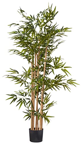 Nearly Natural 64in Bamboo Tree, Fake Bamboo Plants with 7 Natural Trunks, 5.3ft Tall Faux Plants for Indoor Home Decor with 1040 Realistic Fake Leaves