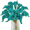 Letjolt Artificial Calla Lily Flowers 12Pcs, Teal Blue | Wedding Bouquet Flower, Home Decoration, Faux Calla Lilies - color: Teal Blue