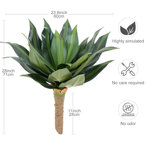 27.95 inch Artificial Agave Outdoor Set Spiky Edged Agave Artificial Plants Suitable for Indoor Home Decor Realistic and UV-Resistant Artificial Succulents Planters Not Included 2 Piece Set - color: Agave Spines, size: 27.95in