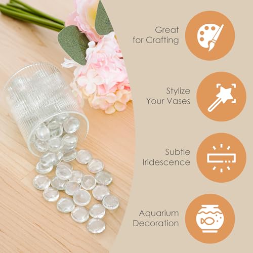 Houseables Glass Beads for Vases, Marbles for Vases, Glass Marbles, Vase Filler, Clear Beads, Flat Marble, Clear Gems, Crafts, Pebbles, Stones, Decorative Rocks, Plants, Florist, Floral, 10 LB, 1000PC - color: Clear, size: 10LBS