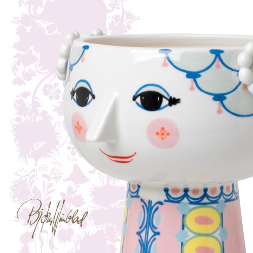 Bjørn Wiinblad Eva Vase | Hand-Painted Glazed Ceramic | Rose Pink | 9.3 in - color: Pink, size: Standard