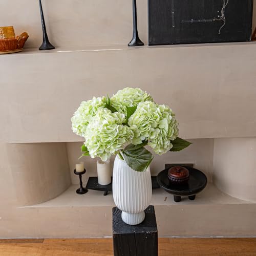 22" Large Real Soft Touch Artificial Hydrangea Flowers Bouquet Latex Hydrangeas for Wedding, Home, Office, Bridal Party Decoration Garden Office Room Table Centerpieces 4pcs Light Green - color: 4pcs Light Green