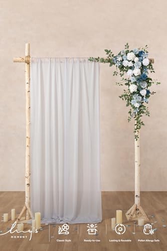Ling's moment Wedding Arch Flowers - 6.5FT Floral Garland for Ceremony Arbor Backdrop Decoration - Artificial Rose Floral Swag for Sweetheart Table Birthday Party, Baby Shower, Dusty Blue Navy - color: Blu-dusty Blue & Navy