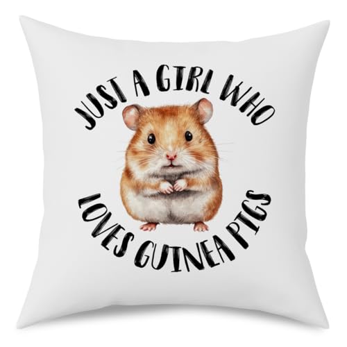 Fokongna Just A Girl Who Loves Guinea Pigs Pillow Covers Cute Farmhouse Animal Guinea Pig Pattern Pillowcase, Perfect for Girls' Rooms, Beds Chairs Sofas 18 x 18 Inch - color: Guinea Pig