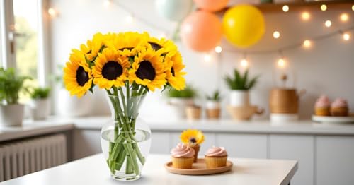 Stargazer Barn 10 Stem Sunflower Bouquet - Fresh Cut Flower Delivery, Hand-Tied in the USA, Gift for Birthday, Anniversary, Sympathy or Home Decor - Vase Not Included - color: Yellow