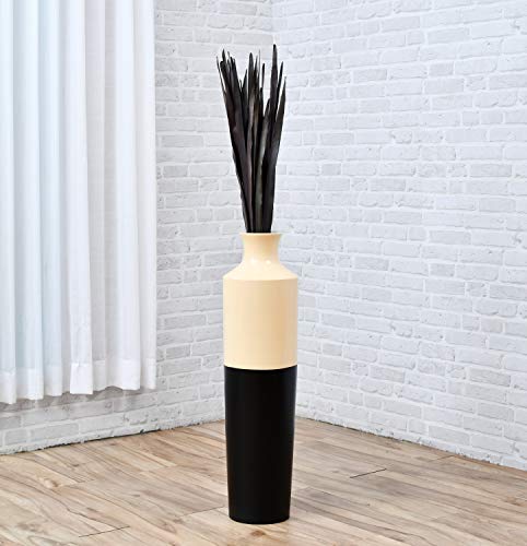 Leewadee Tall Vase Filler, Dried Palm Leaves – 2 Bunches of Colored Decor for Floor Vases, Naturally Dried Arrangements for Vintage Or Modern House Decor, 45 inches, Black Brown - color: Black Brown, style: Palm Leaf