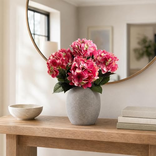 Larksilk Hydrangea Artificial Flowers - Faux Hydrangea Flowers - Home Decor, Easter Decorations, Spring Decor - Floral Centerpieces for Tables - 20" Floral Stems, Fuchsia, 1 Piece - color: Fuchsia, size: Pack of 1