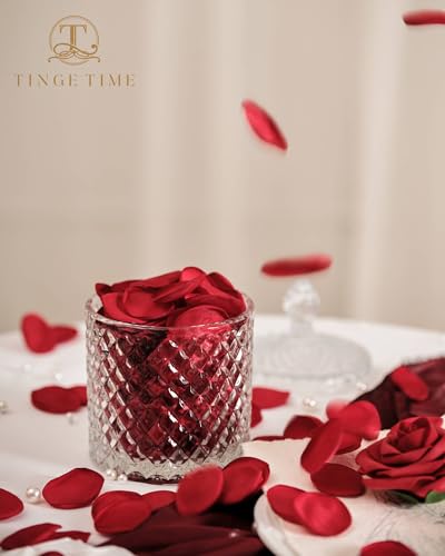 TINGE TIME 200pcs Silk Rose Petals Red Flower Petals for Wedding, Flower Girl Basket, Aisle Runner, Romantic Dinner Centerpieces, Proposal, Party Confetti - color: Red