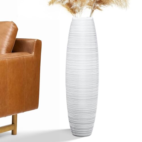 Tall Floor Vase, 27.5 inches (70cm, 2.3FT) Floor Vase Sturdy and Luxurious,Tall Vases for Country Home Decor, Living Room, Resin White Vases - color: White, size: 27.5 in