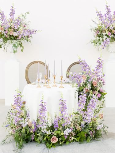 8PCS Purple Delphinium Artificial Flowers 33.5'' Faux Delphinium Bulk Long Stem Silk Larkspur Flowers for Tall Vase Home Wedding Garden Table Decor(Purple) - color: Purple