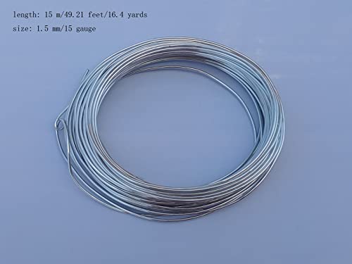 15 Gauge Anodized Aluminum Wire 49 Feet for Jewelry Making Craft DIY（1.5mm,Silver,41501） - color: Silver, size: 15 Gauge