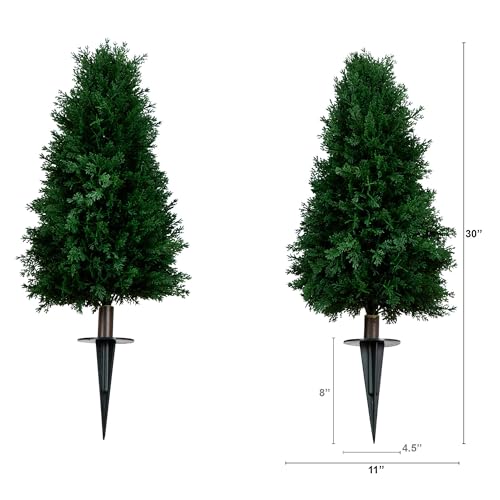 Nearly Natural 2.5ft. UV Resistant Artificial Cedar Plant with Integrated Ground Stake (Indoor/Outdoor) - Set of 2 - size: 2.5ft.