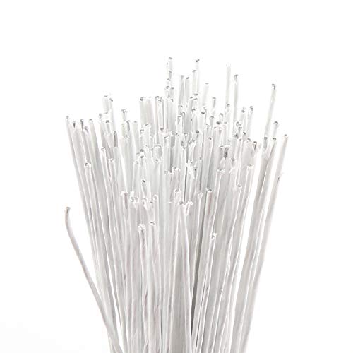 CCINEE 22 Gauge White Floral Wire Stem for Flower Arrangement Craft Supply,16 Inch,150PCS - color: #22 White