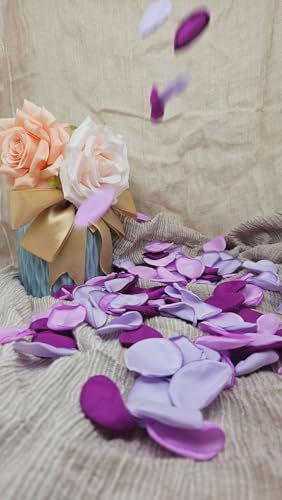 ZOOYOO 200Pcs Silk Rose Flower Petals For Valentaine's Day,Wedding Flower Gril Basket,Aisle Scatter,Table Centerpieces,Romantic Night Decoration,3.5cm Each(Purple Series） - color: Purple
