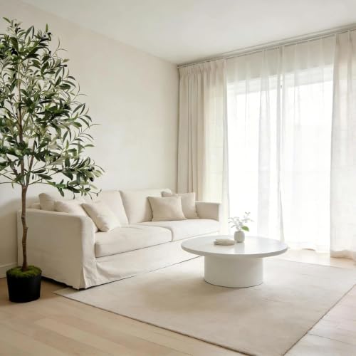 Olive Trees Artificial Indoor, 6FT Faux Olive Tree with Black Planter, Tall Fake Tree with Artificial Moss Natural Trunk Realistic Fruits for Home Office Decor Indoor